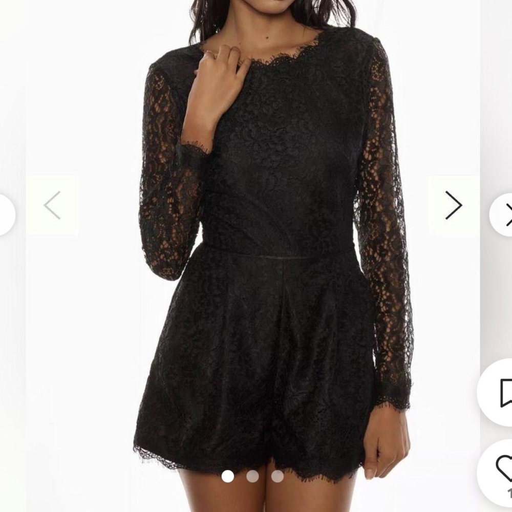 Anthropologie Black Lace Long-Sleeve Romper